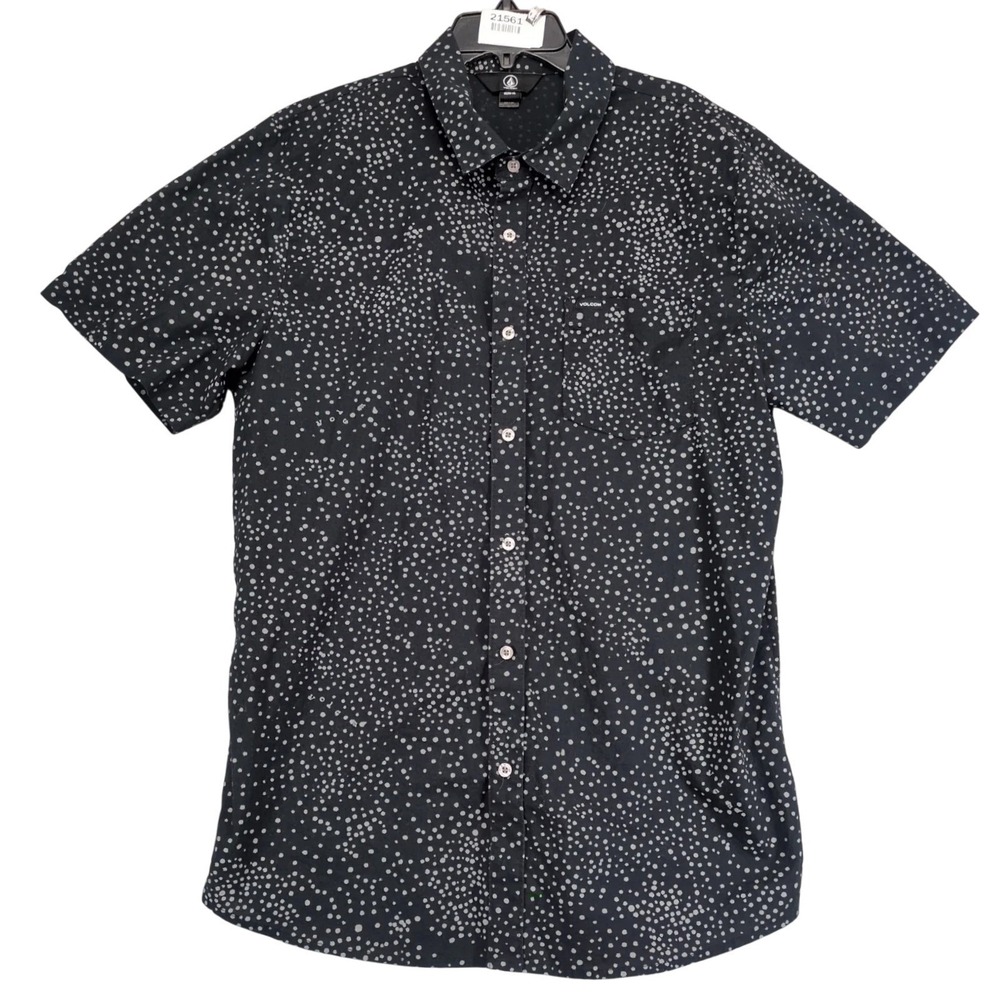 Volcom Black Speckled Button Shirt Mens XL Cotton Casual Skater Surf Streetwear